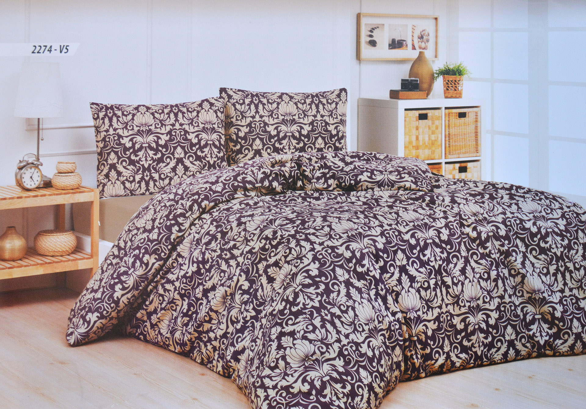 Комплект постільної білизни Bella Home Ranforse 200x220 см Venzel Kahve v5
