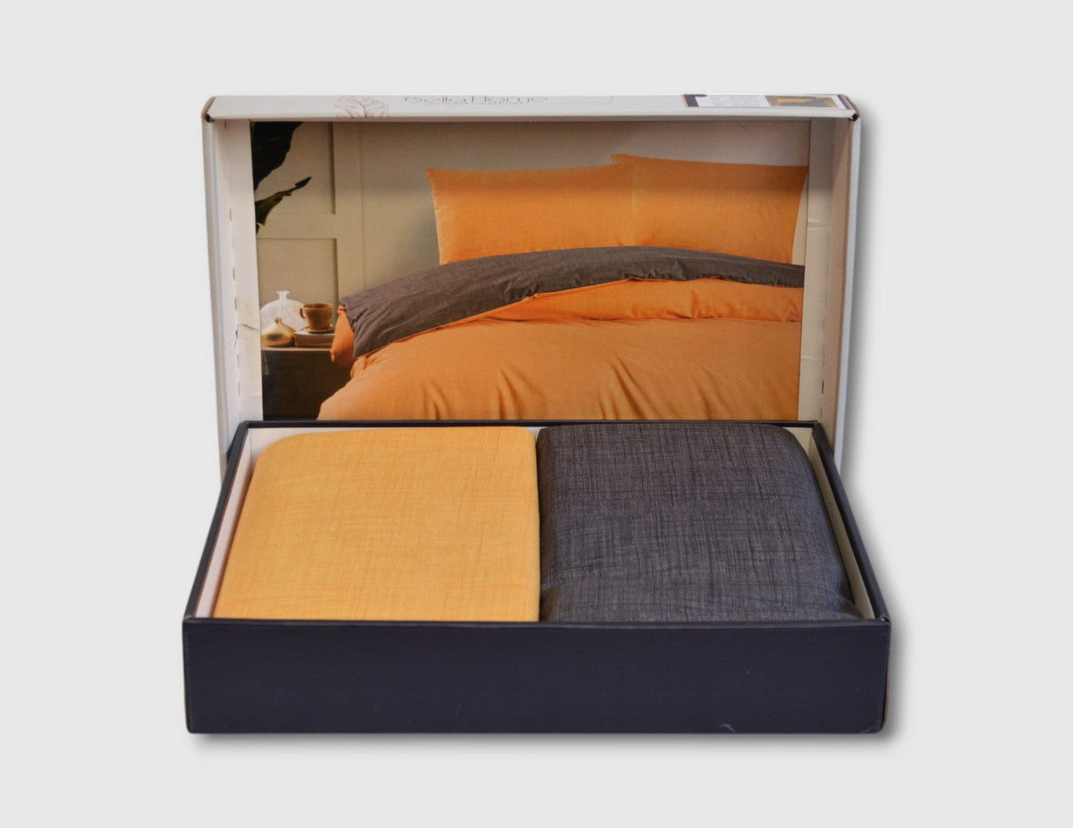 Комплект постільної білизни Bella Home Ranforse 200x220 см Yellow-Antrasit