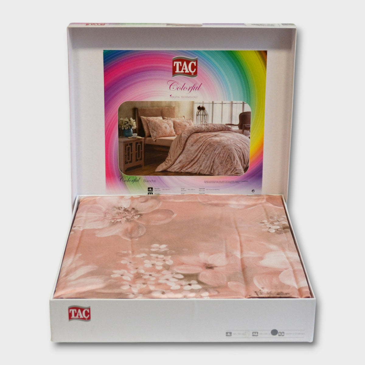Постільна білизна TAC Satin Digital сімейний 160x220 см Blanche Pembe