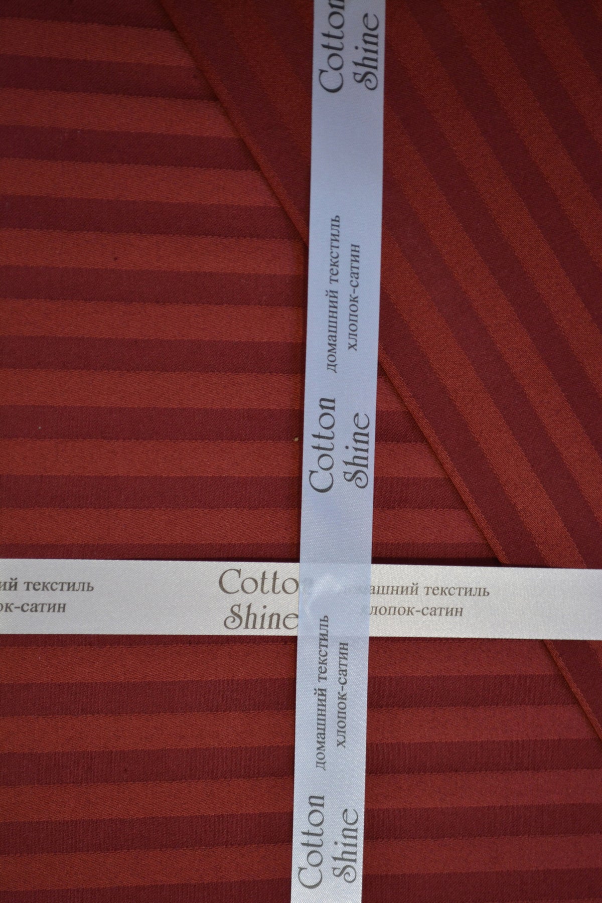 Постільна білизна Cotton Shine Stripe Satin 200х220 Bordo