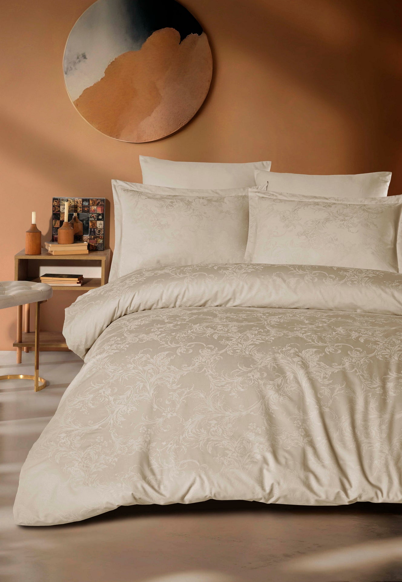 Комплект постільної білизни Saheser Delux Jacquard 300 TC 200х220 см Celesta Bej