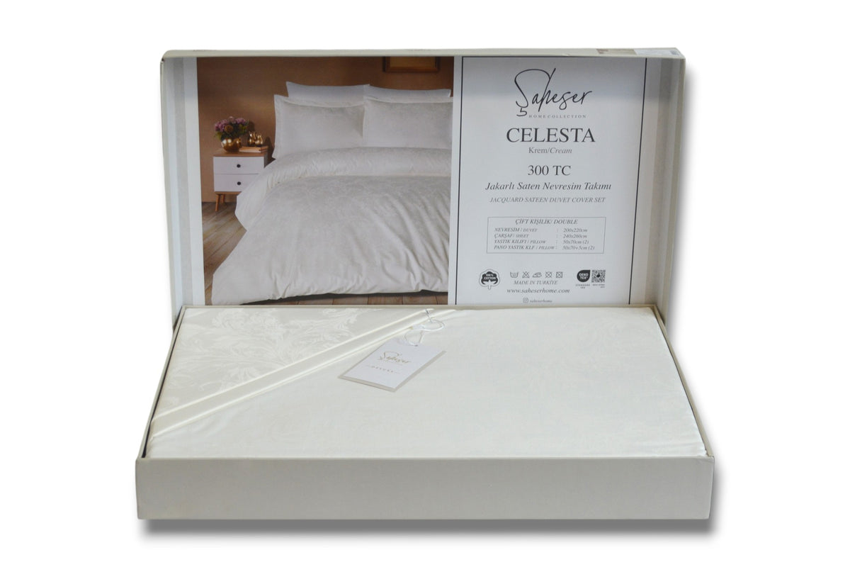 Комплект постільної білизни Saheser Delux Jacquard 300 TC 200х220 см Celesta Krem