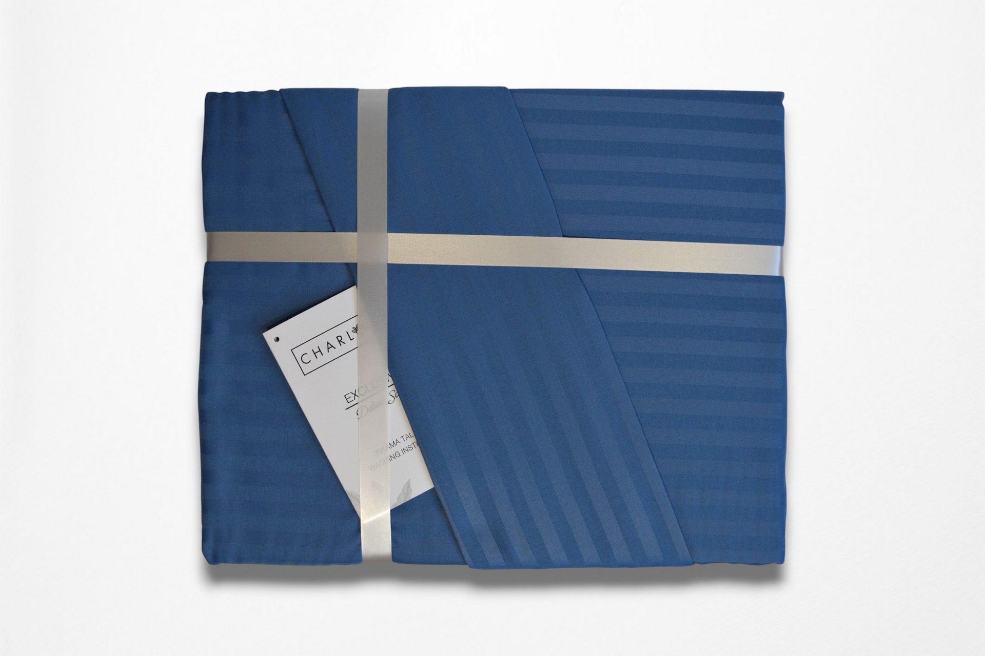 Постільна білизна Charlotte Stripe Satin 200х220см, простирадло 180х200+30 см Indigo