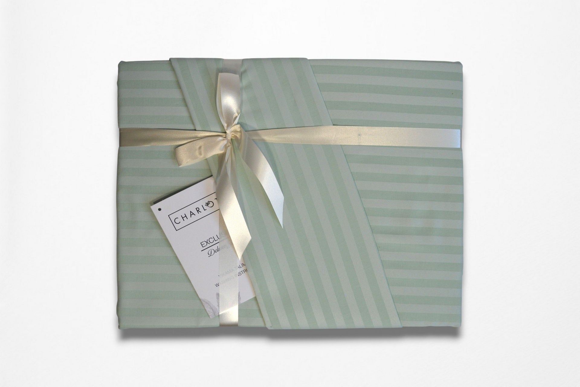 Постільна білизна Charlotte Stripe Satin 200х220см, простирадло 180х200+30 см Mint