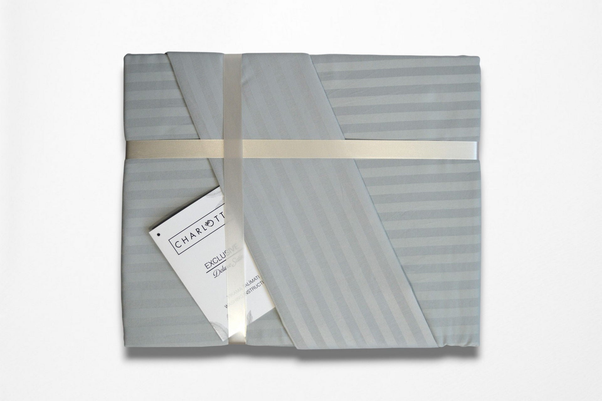 Постільна білизна Charlotte Stripe Satin 200х220см, простирадло 180х200+30 см Silver