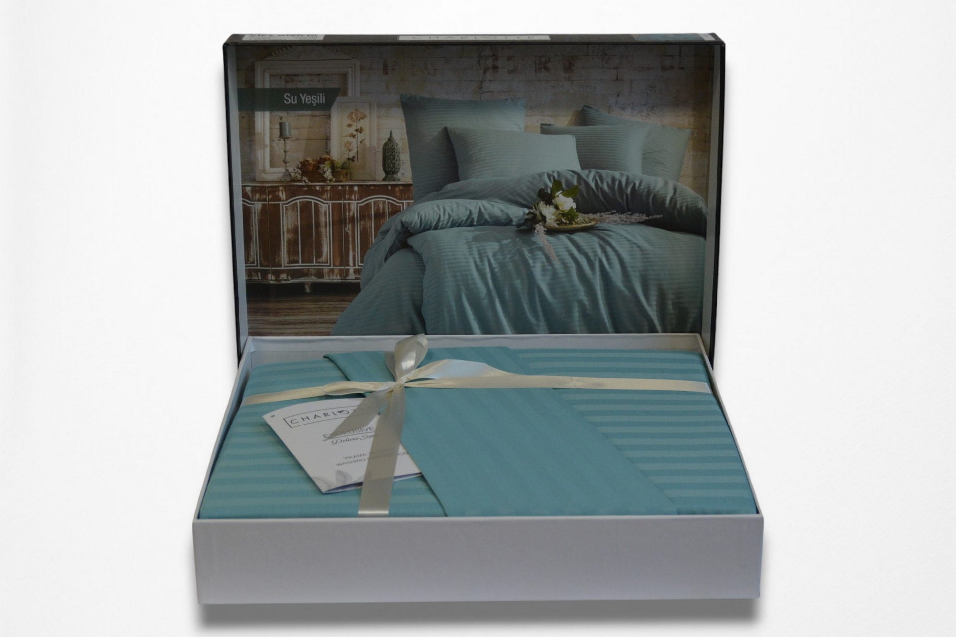 Постільна білизна Charlotte Stripe Satin 200х220см, простирадло 180х200+30 см Su Yesili