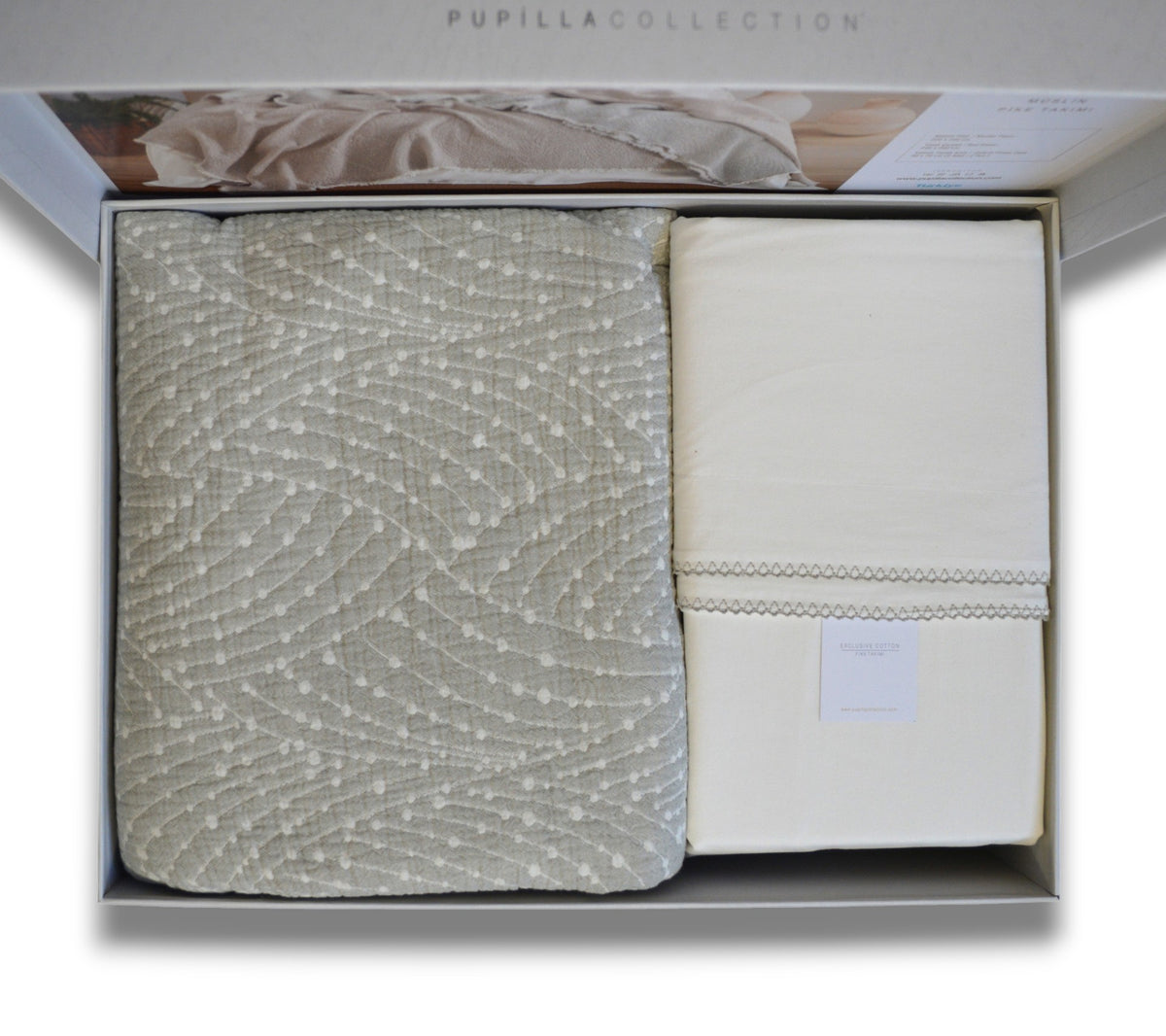Комплект постільної білизни з покривалом  Pupilla Clarins 220 x 240 см. Mint