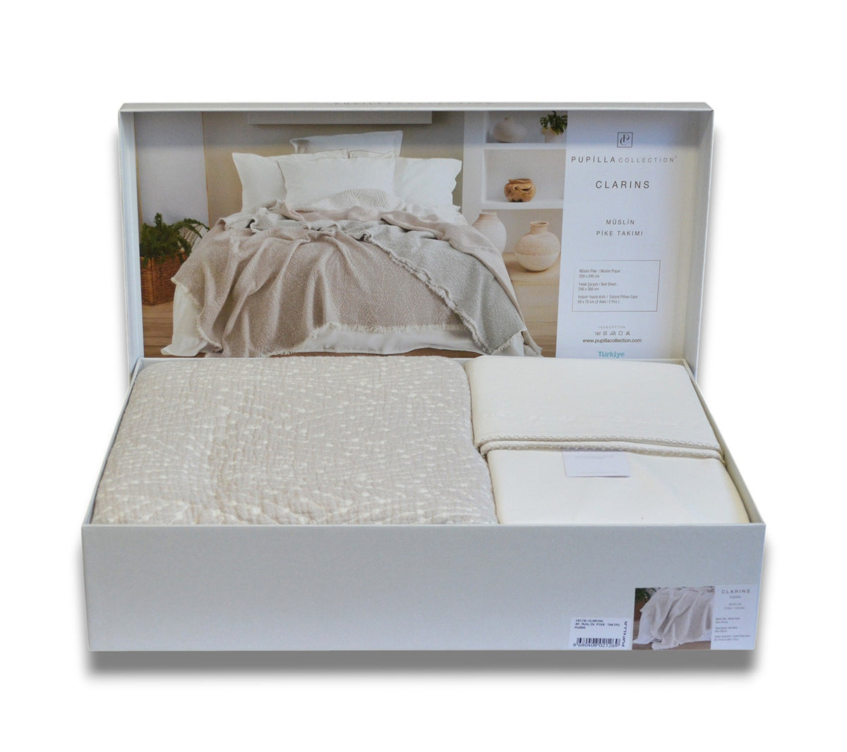 Комплект постільної білизни з покривалом  Pupilla Clarins 220 x 240 см. Pudra