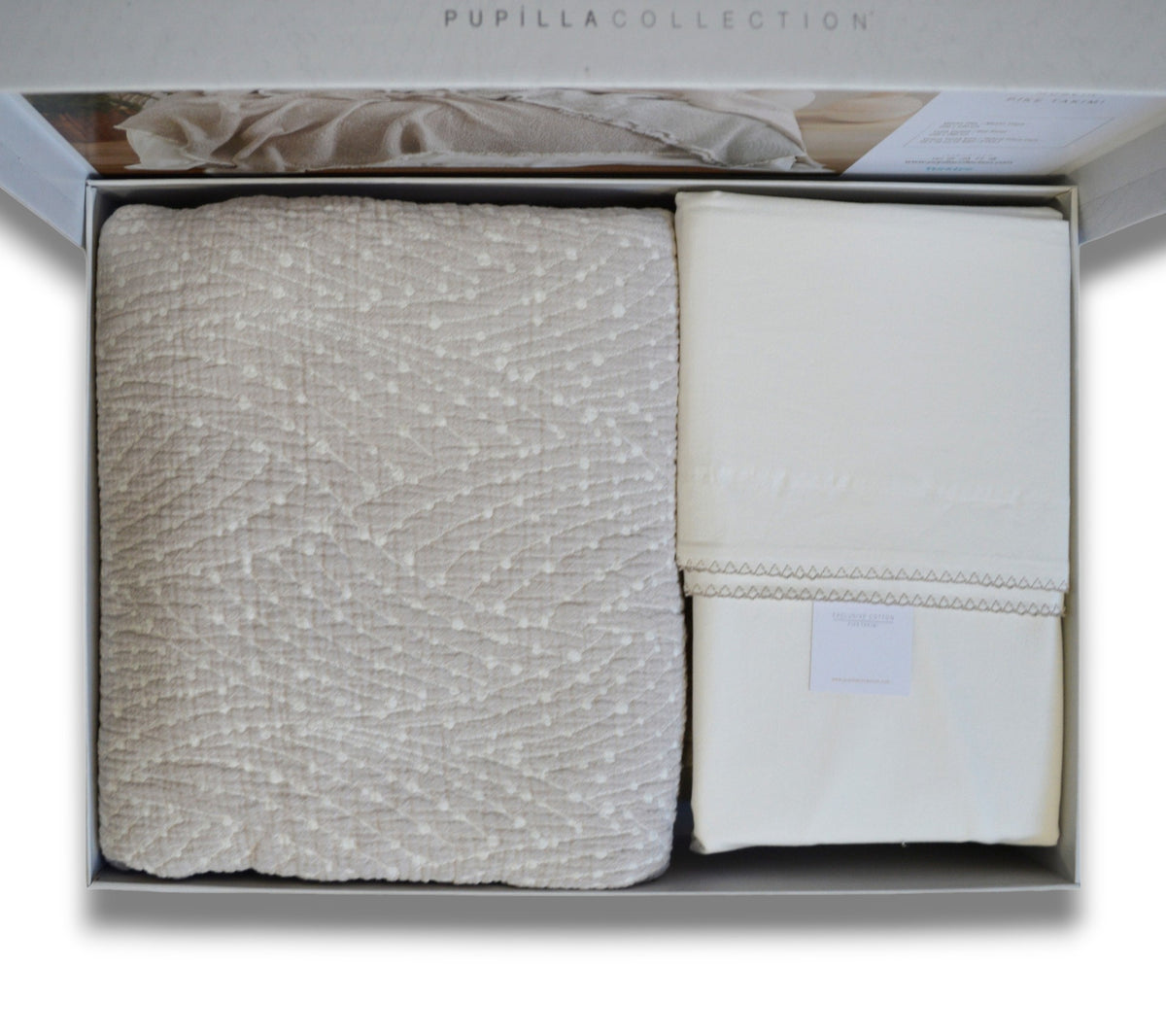 Комплект постільної білизни з покривалом  Pupilla Clarins 220 x 240 см. Pudra