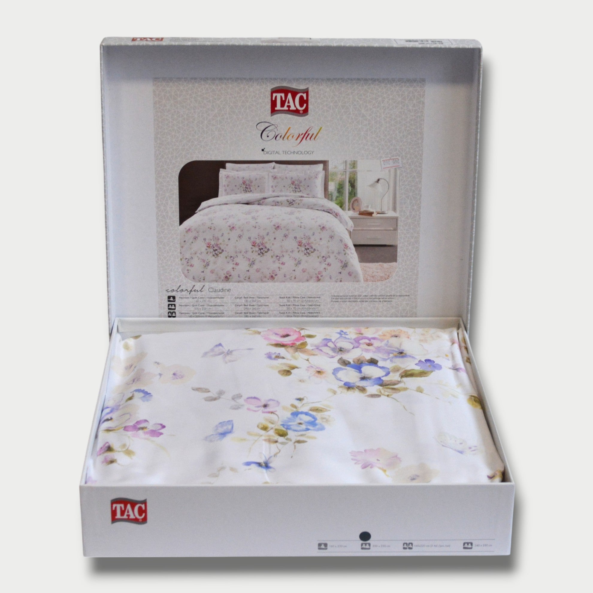 Постільна білизна TAC Satin Digital сімейний 160x220 см Claudine Lila
