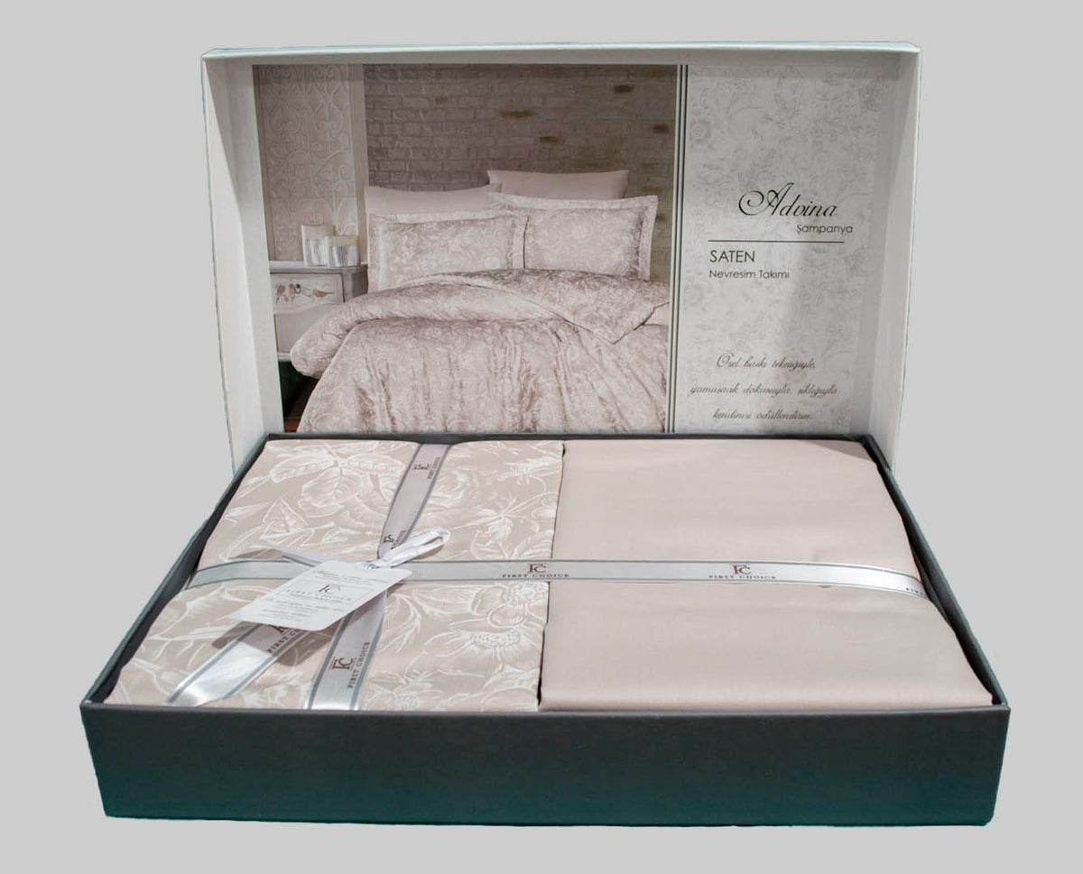 Постільна білизна First Choice Cotton Satin 160х220 сімейний Advina Champagne