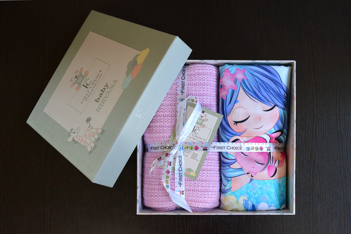 Постільна білизна для новонароджених з пледом First Choice Baby Digital Satin Nirvana 100х150 см. Mermaid