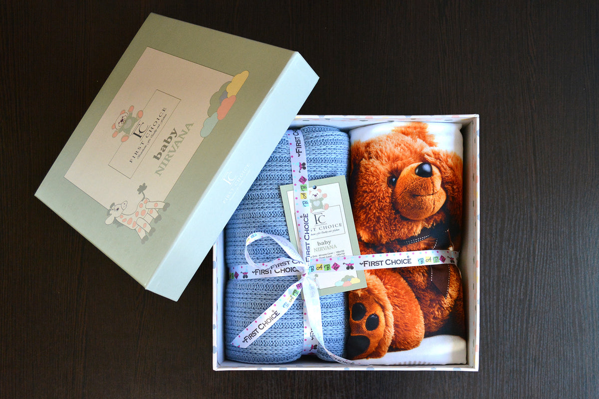 Постільна білизна для новонароджених з пледом First Choice Baby Digital Satin Nirvana 100х150 см. Bear