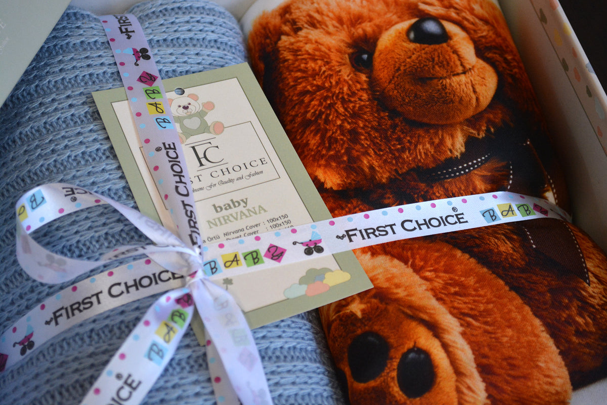 Постільна білизна для новонароджених з пледом First Choice Baby Digital Satin Nirvana 100х150 см. Bear