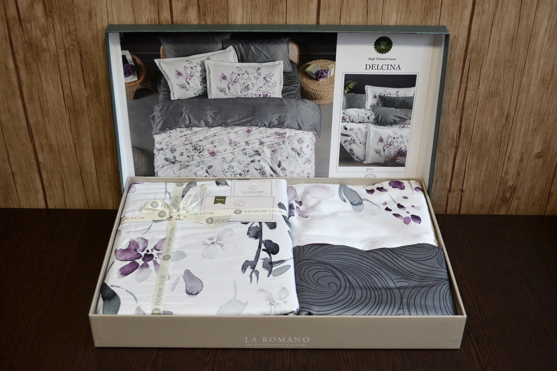 Постільна білизна La Romano Premium Satin 200×220 см Delcina Grey