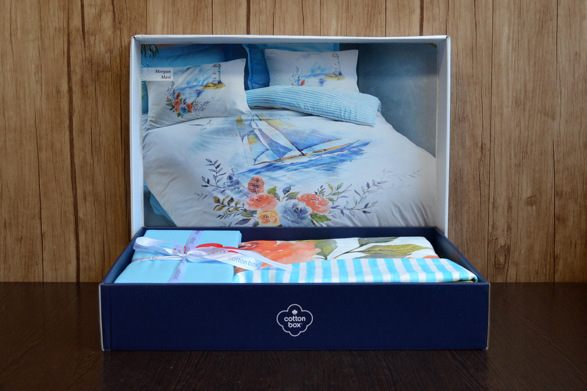 Комплект постільної білизни Cotton Box Maritime 160×220 Morgan Mavi