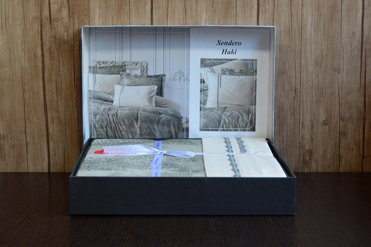 Комплект постільної білизни Cotton Box Elite Saten 200×220 Sendero Haki