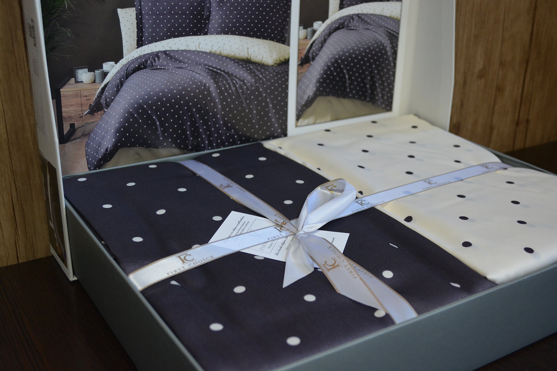 Постільна білизна First Choice Cotton Satin 160х220  Point Antracite