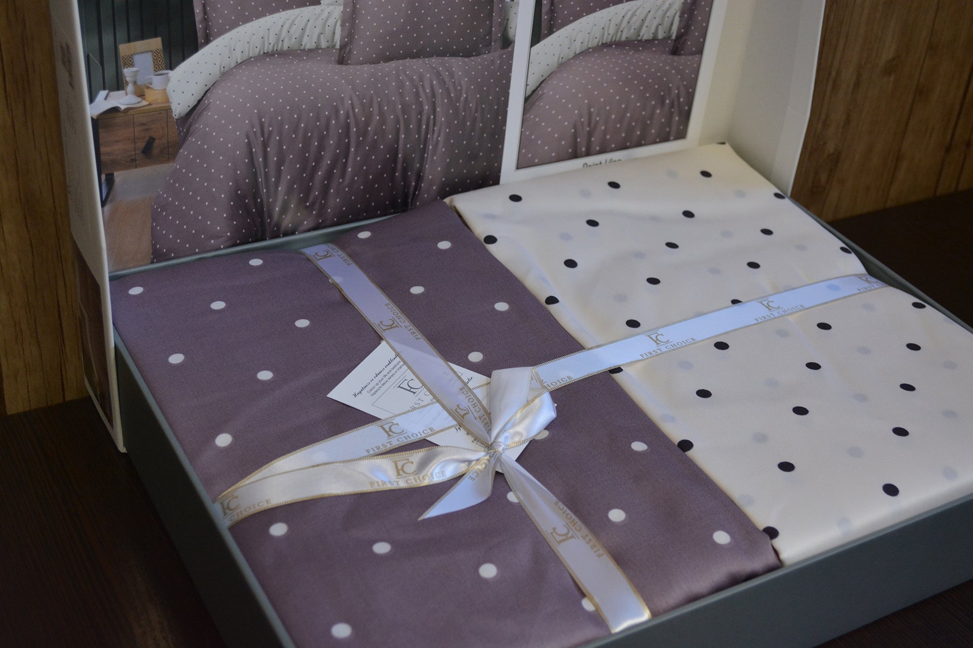 Постільна білизна First Choice Cotton Satin 200х220 Point Lilac