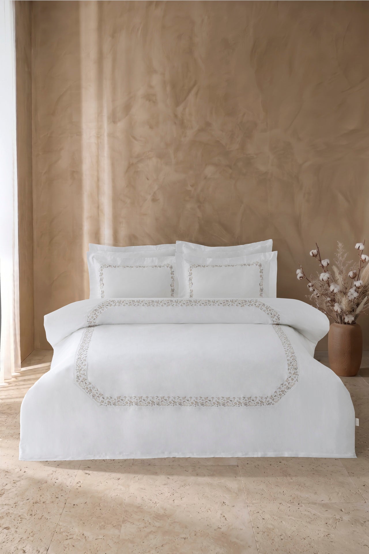 Комплект постільної білизни Dantela Digital Satin 200х220 см Delia Bej