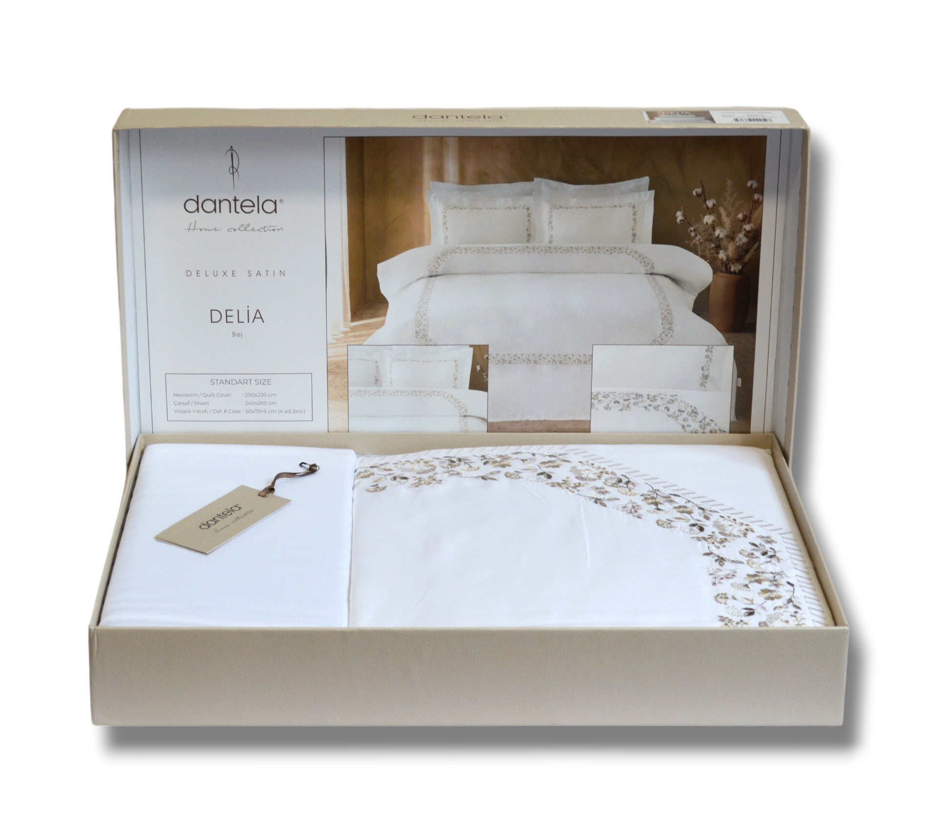 Комплект постільної білизни Dantela Digital Satin 200х220 см Delia Bej