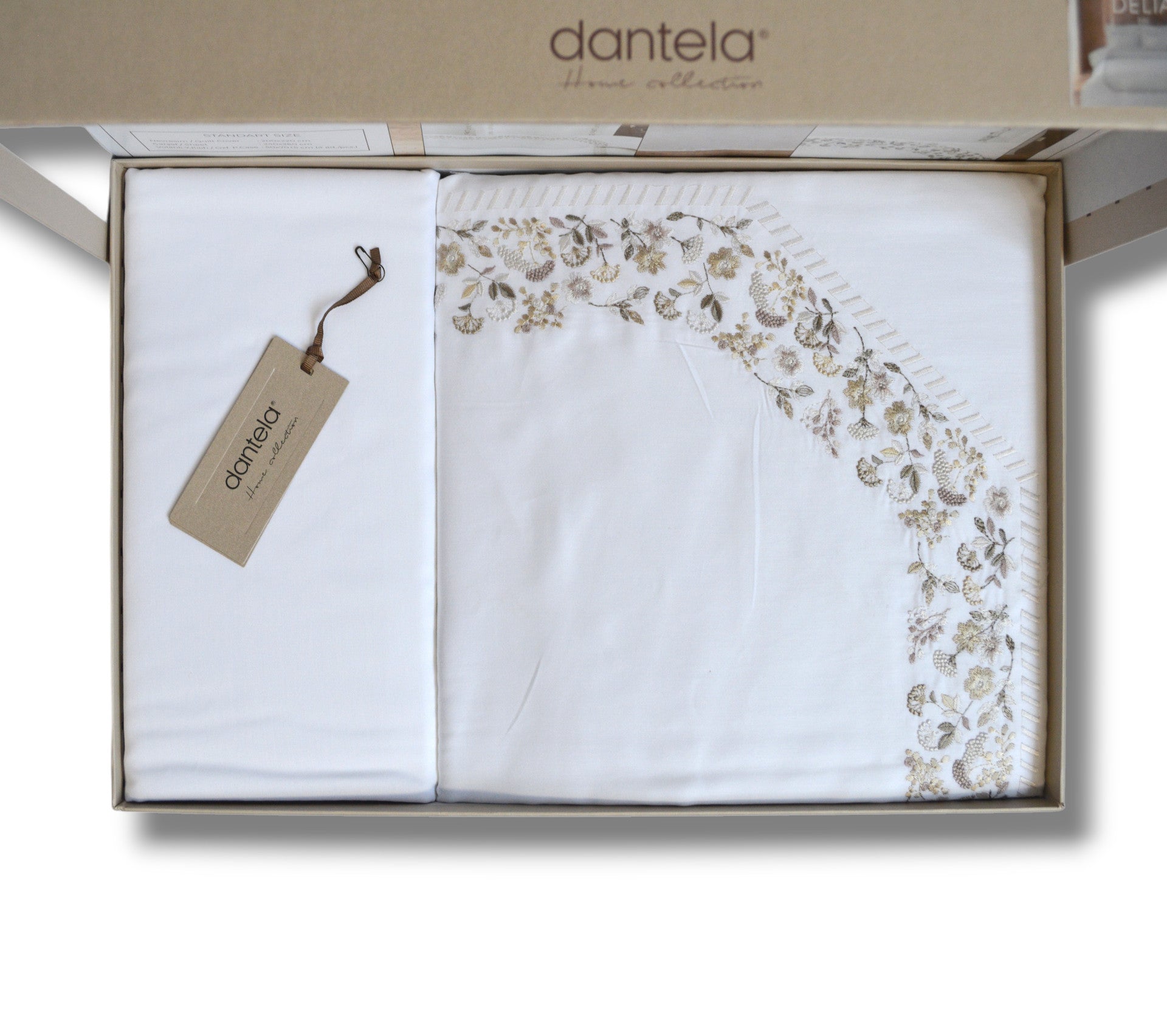 Комплект постільної білизни Dantela Digital Satin 200х220 см Delia Bej