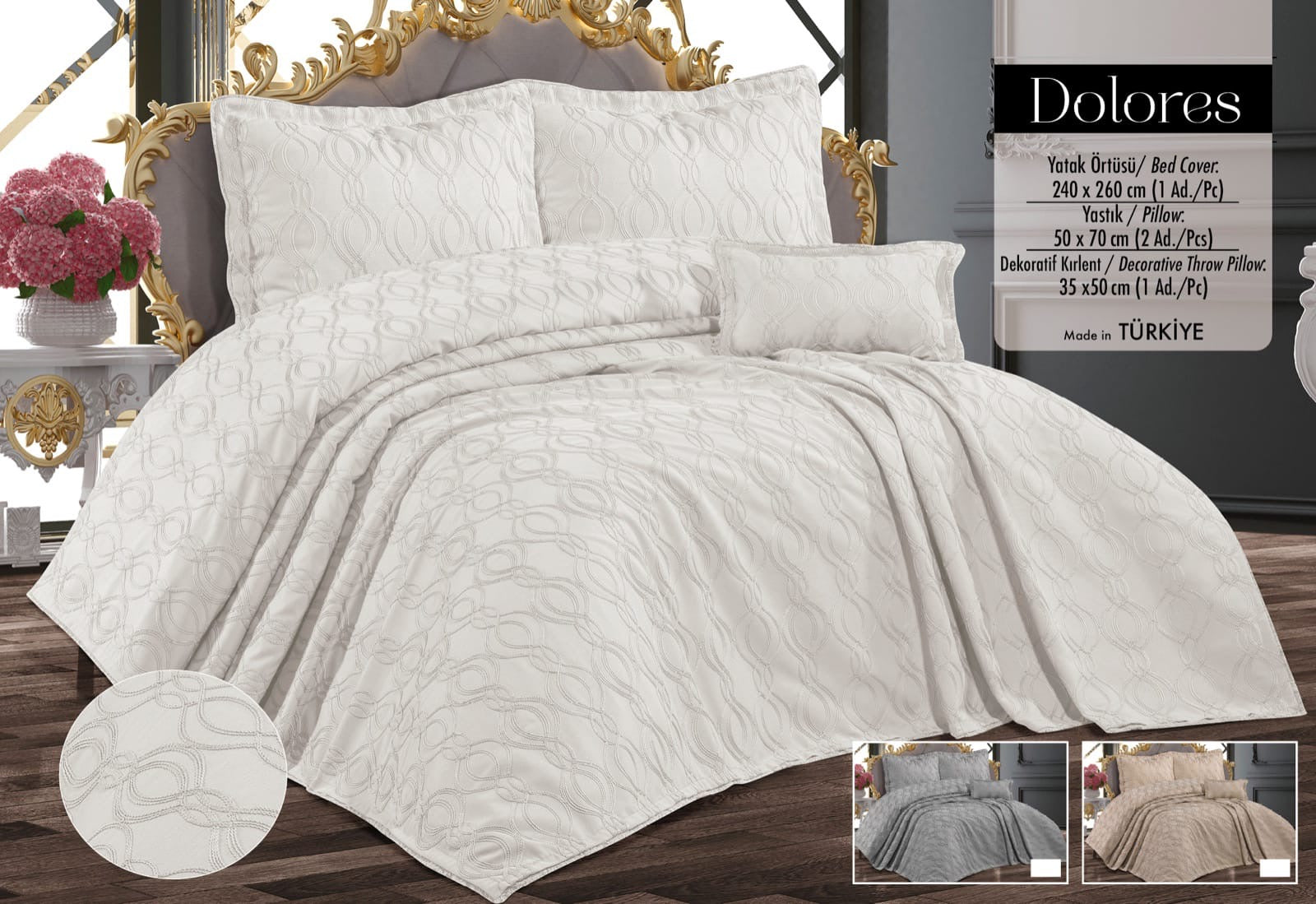 Покривало з бахромою Kayra 240х260 см. Dolores Cream