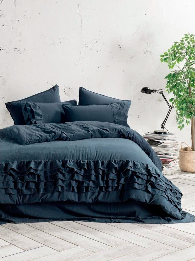 Постільна білизна Limasso Stonewashed Exclusive Ranforce 200 х 220 см Sillage Dress Blue