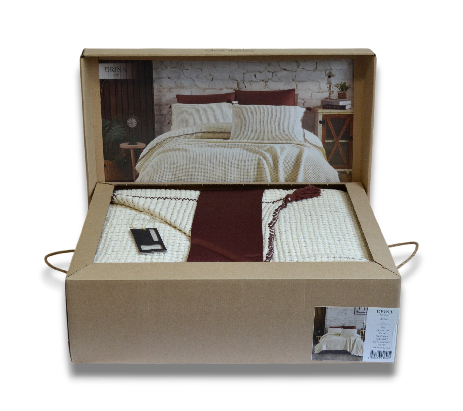 Постільна білизна з покривалом Dantela Satin 240 x 260 см Drina Bordo