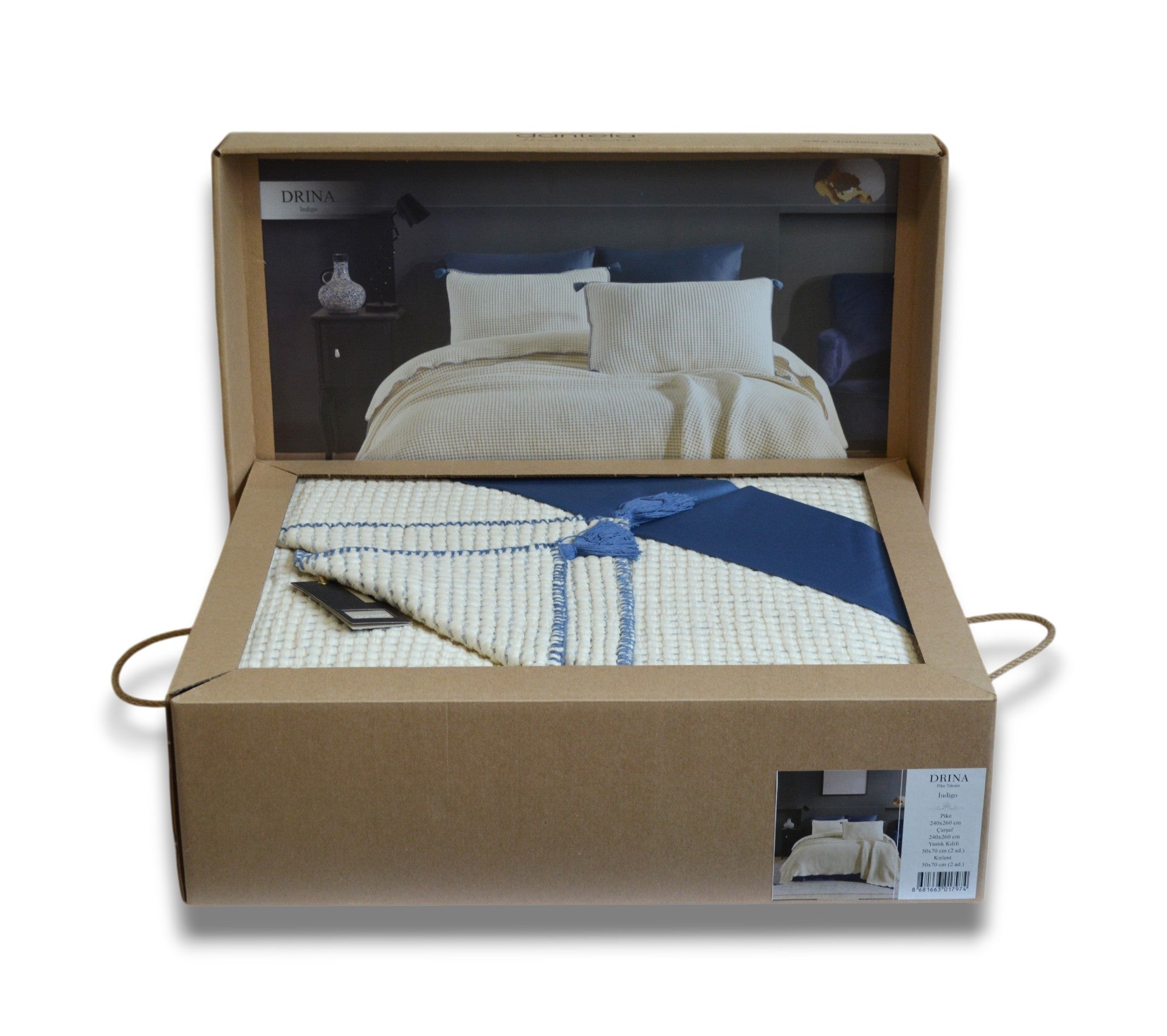 Постільна білизна з покривалом Dantela Satin 240 x 260 см Drina Indigo