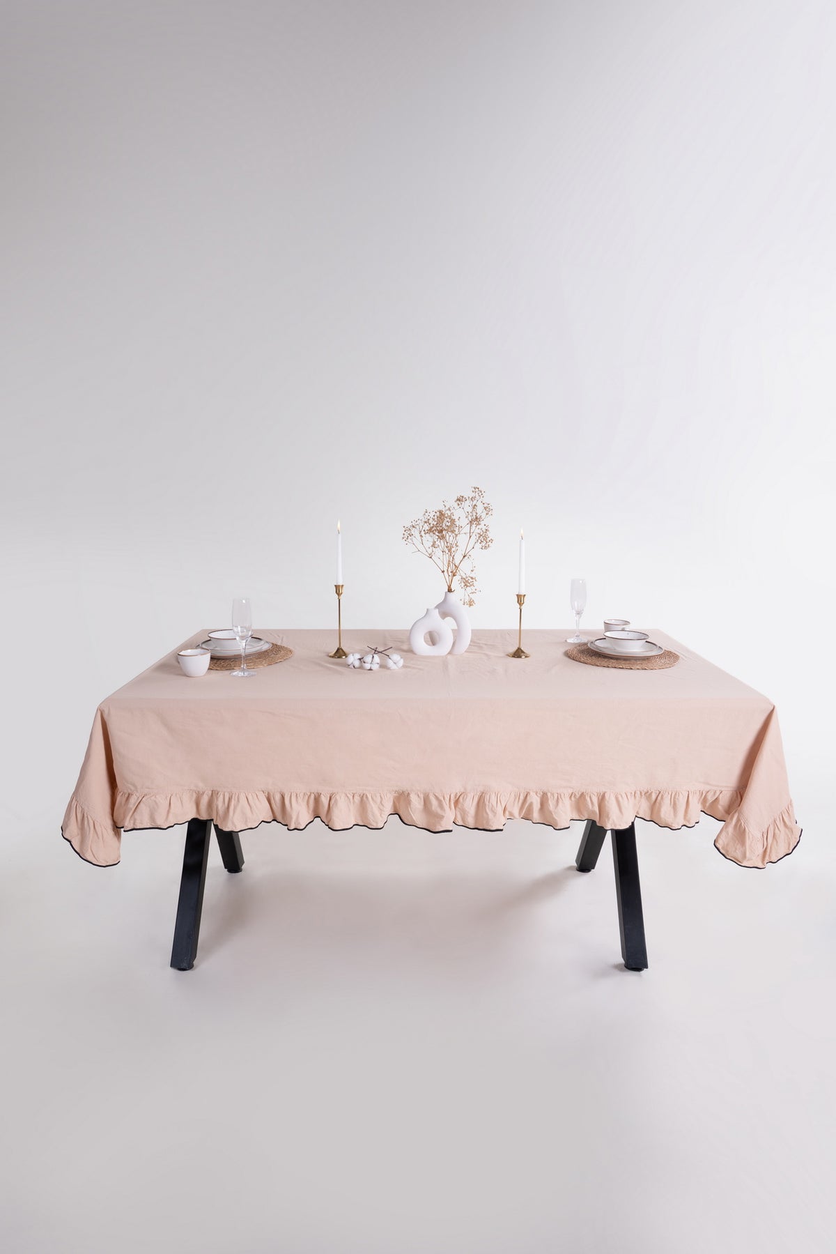 Скатертина з вареної бавовни Limasso Exclusive Esualte 160×220 см. Akdeniz Bej