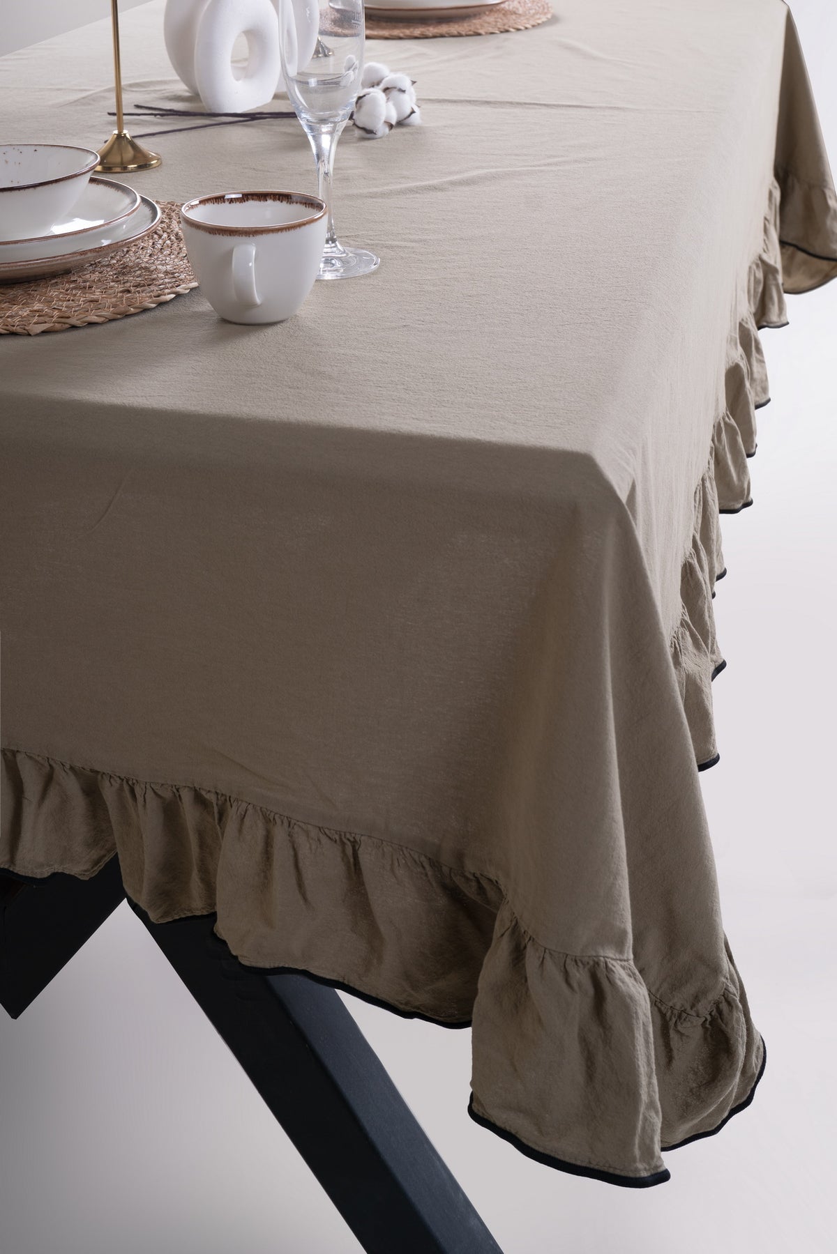 Скатертина з вареної бавовни Limasso Exclusive Esualte 160×220 см. Akdeniz Yesili