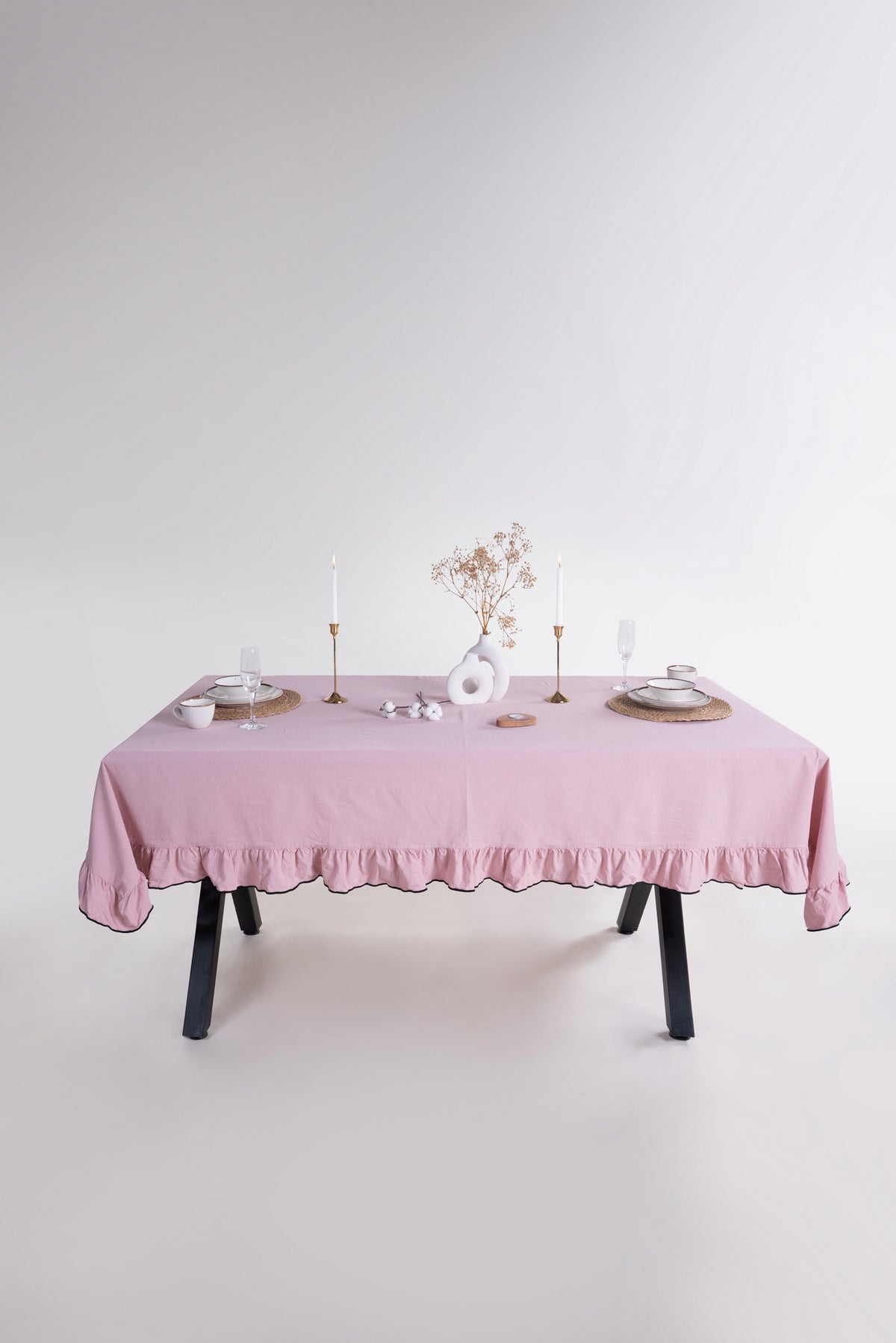 Скатертина з вареної бавовни Limasso Exclusive Esualte 160×220 см. Pale Mavue