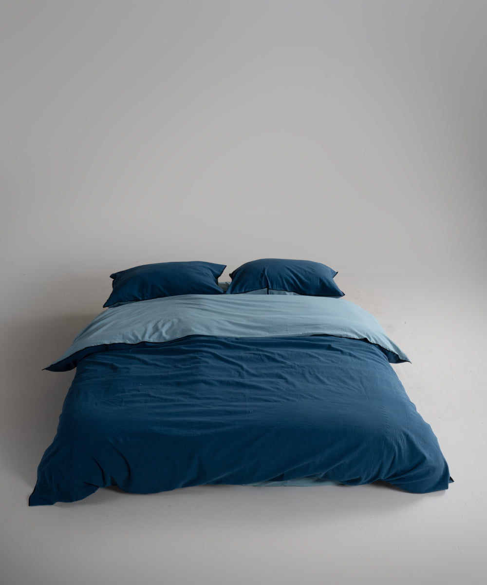 Постільна білизна Limasso Stonewashed Essualte 200 х 220 см Akdeniz Mavisi - Dress Blue