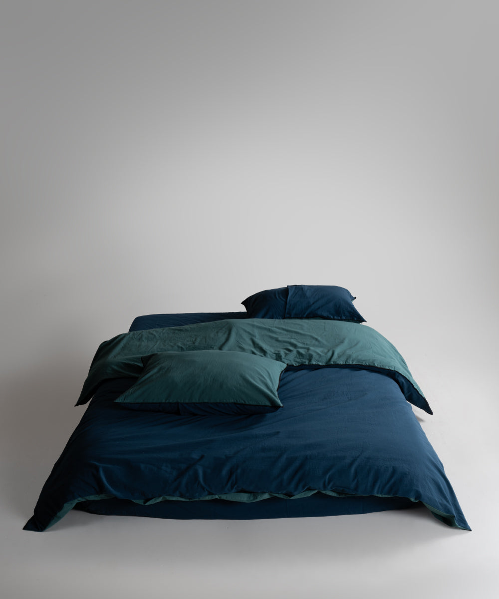 Постільна білизна Limasso Stonewashed Essualte 200 х 220 см Dress Blue - Dark Green