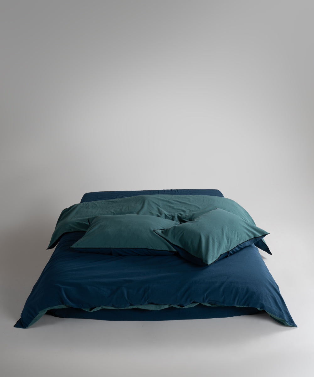 Постільна білизна Limasso Stonewashed Essualte 200 х 220 см Dress Blue - Dark Green