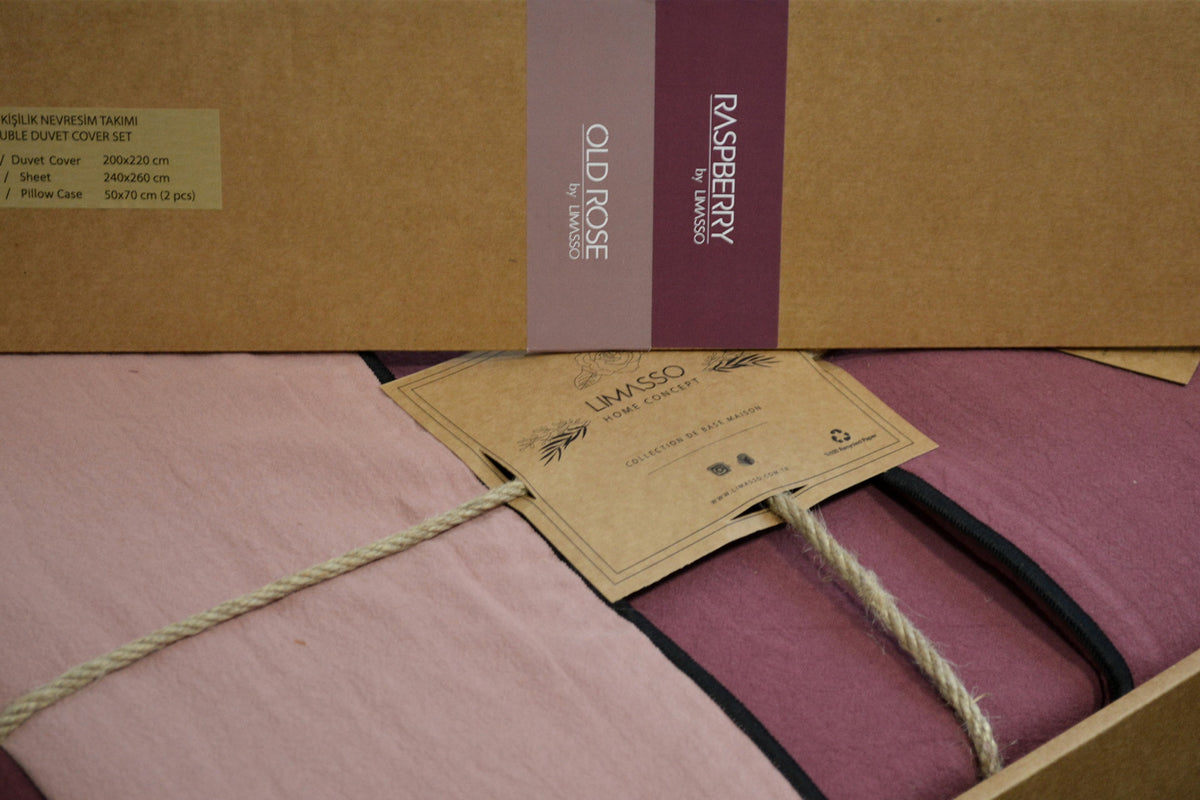 Постільна білизна Limasso Stonewashed Essualte 200 х 220 см Old Rose - Raspberry