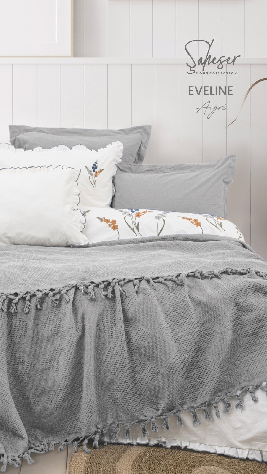 Комплект постільної білизни Saheser Stonewashed Eveline 200 х 220 см  A.Gri