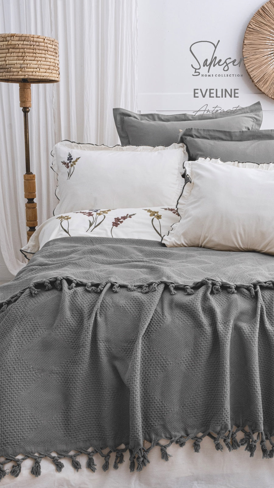 Комплект постільної білизни Saheser Stonewashed Eveline 200 х 220 см Antrasit