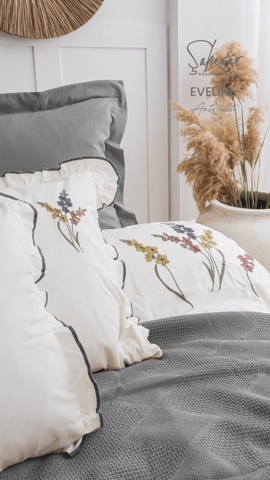 Комплект постільної білизни Saheser Stonewashed Eveline 200 х 220 см Antrasit