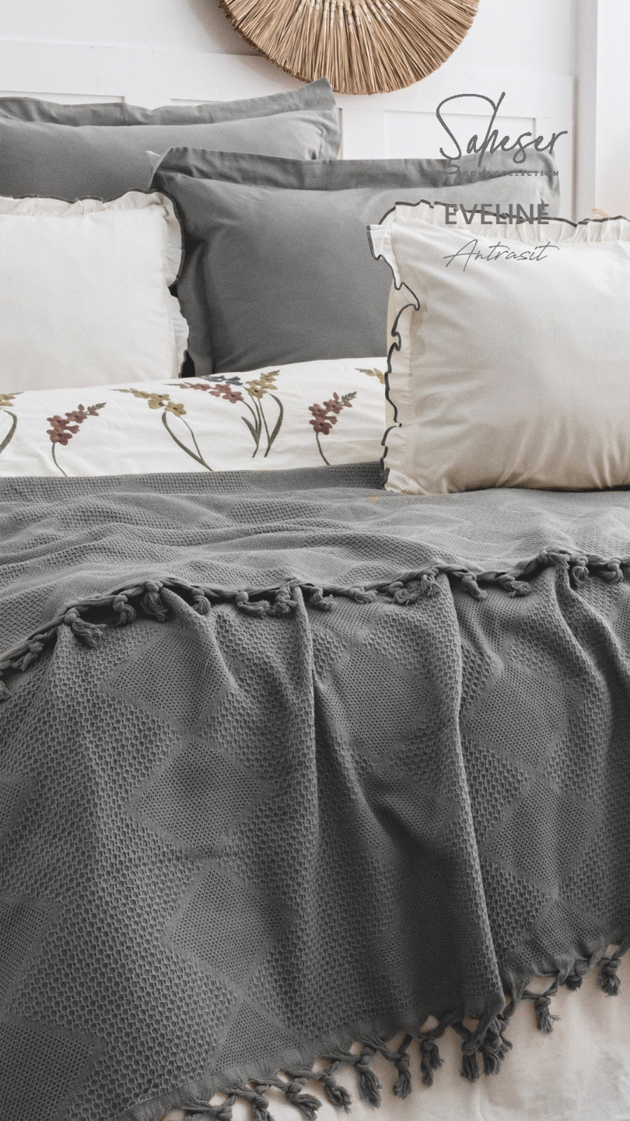 Комплект постільної білизни Saheser Stonewashed Eveline 200 х 220 см Antrasit