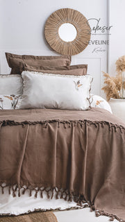 Комплект постільної білизни Saheser Stonewashed Eveline 200 х 220 см Kahve