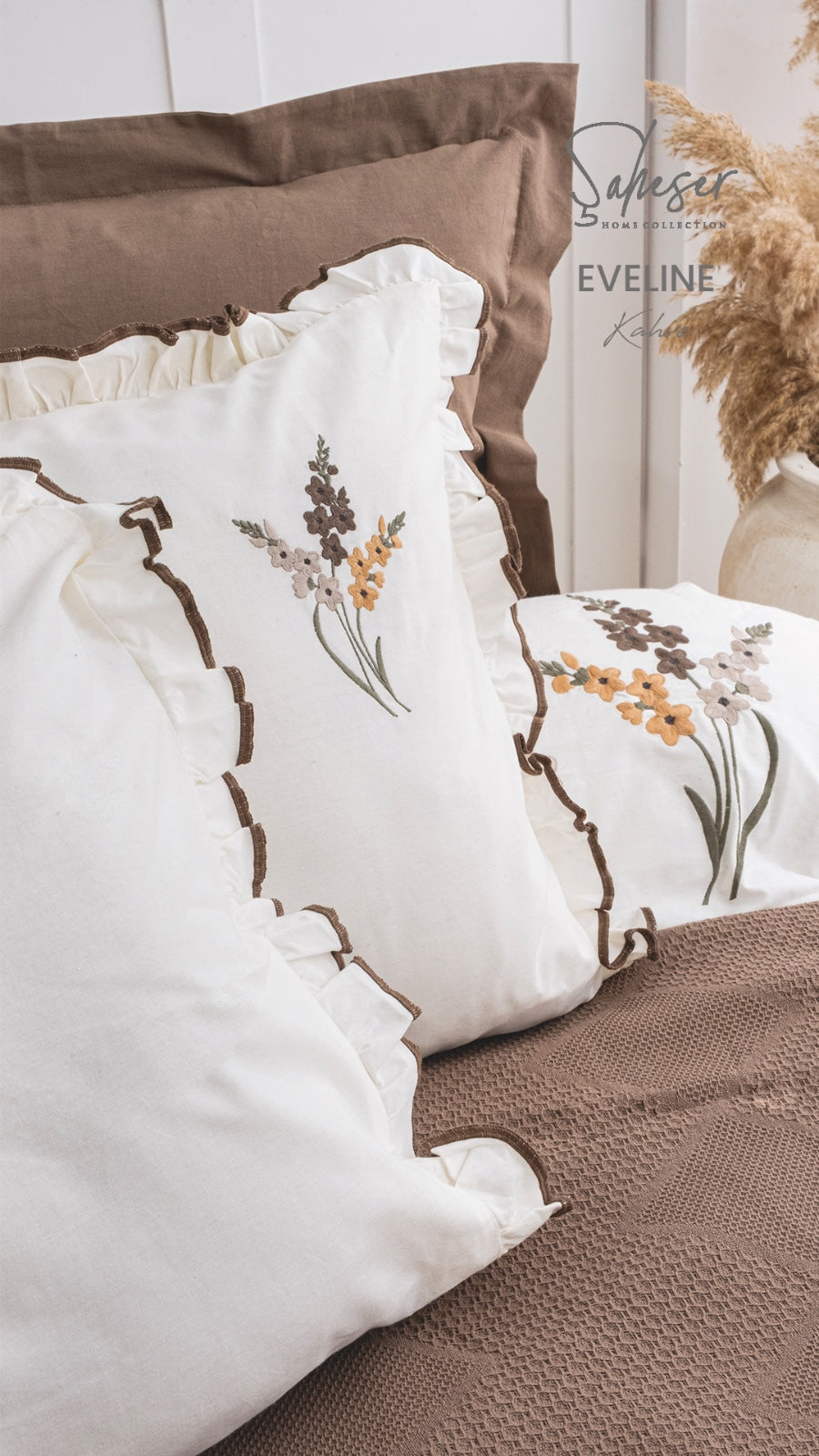 Комплект постільної білизни Saheser Stonewashed Eveline 200 х 220 см Kahve