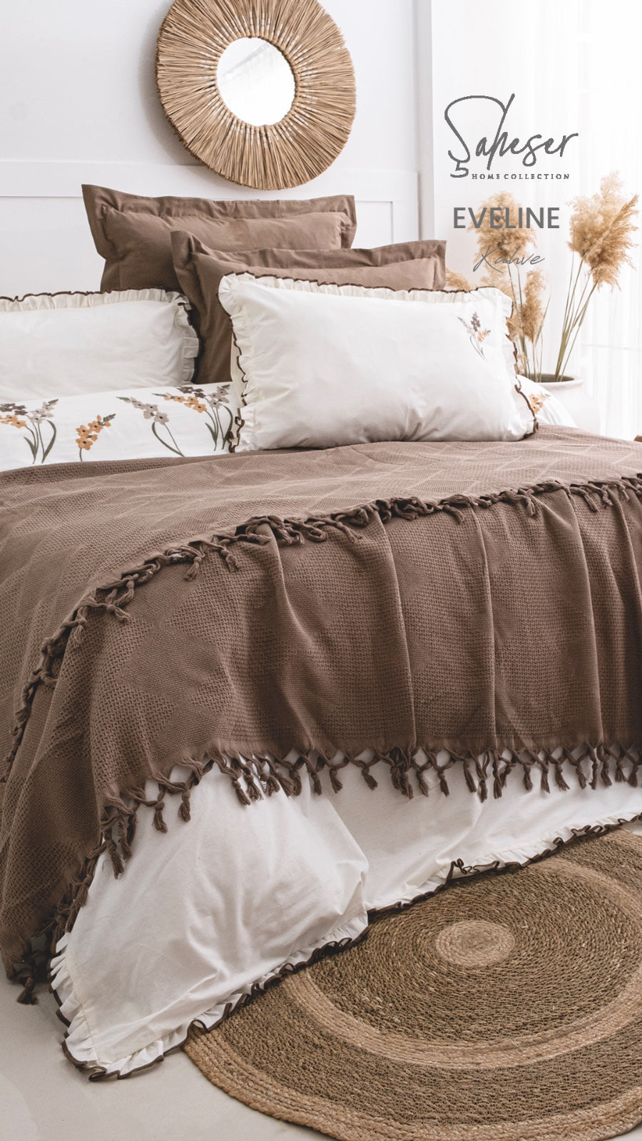 Комплект постільної білизни Saheser Stonewashed Eveline 200 х 220 см Kahve