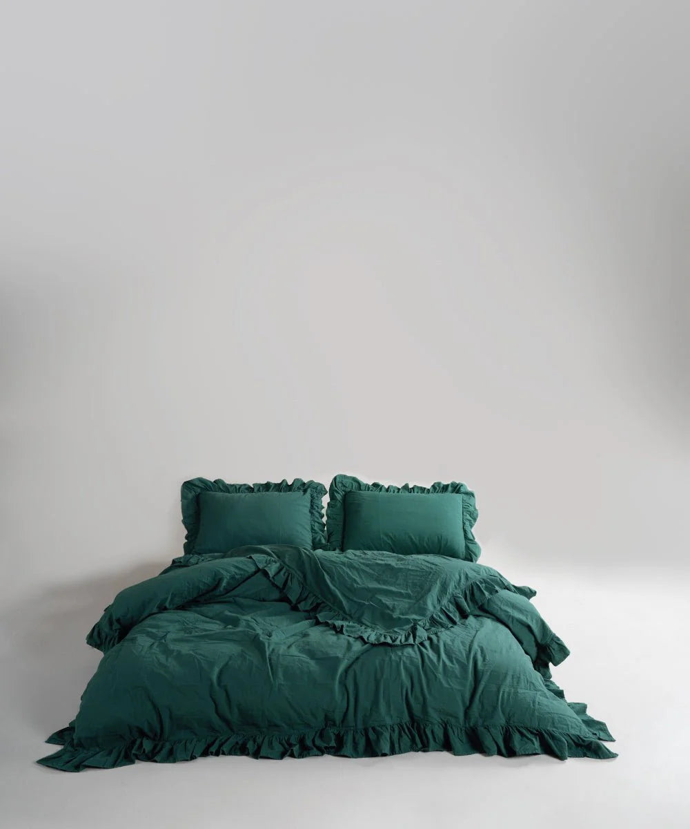 Постільна білизна Limasso Stonewashed Exclusive Ranforse 200 х 220 см Dark Green