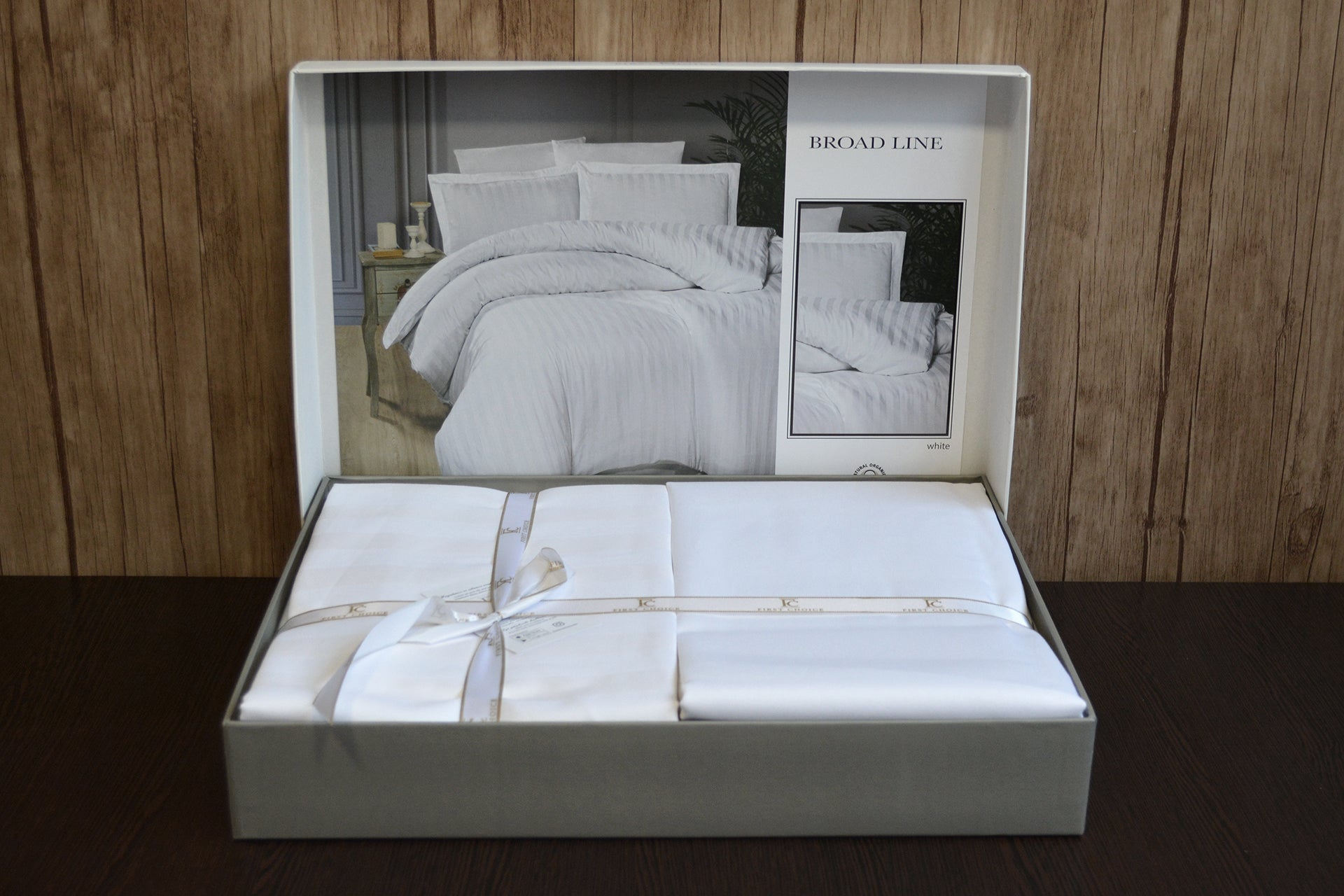 Постільна білизна First Choice Cotton Satin 200х220 Broad Line White