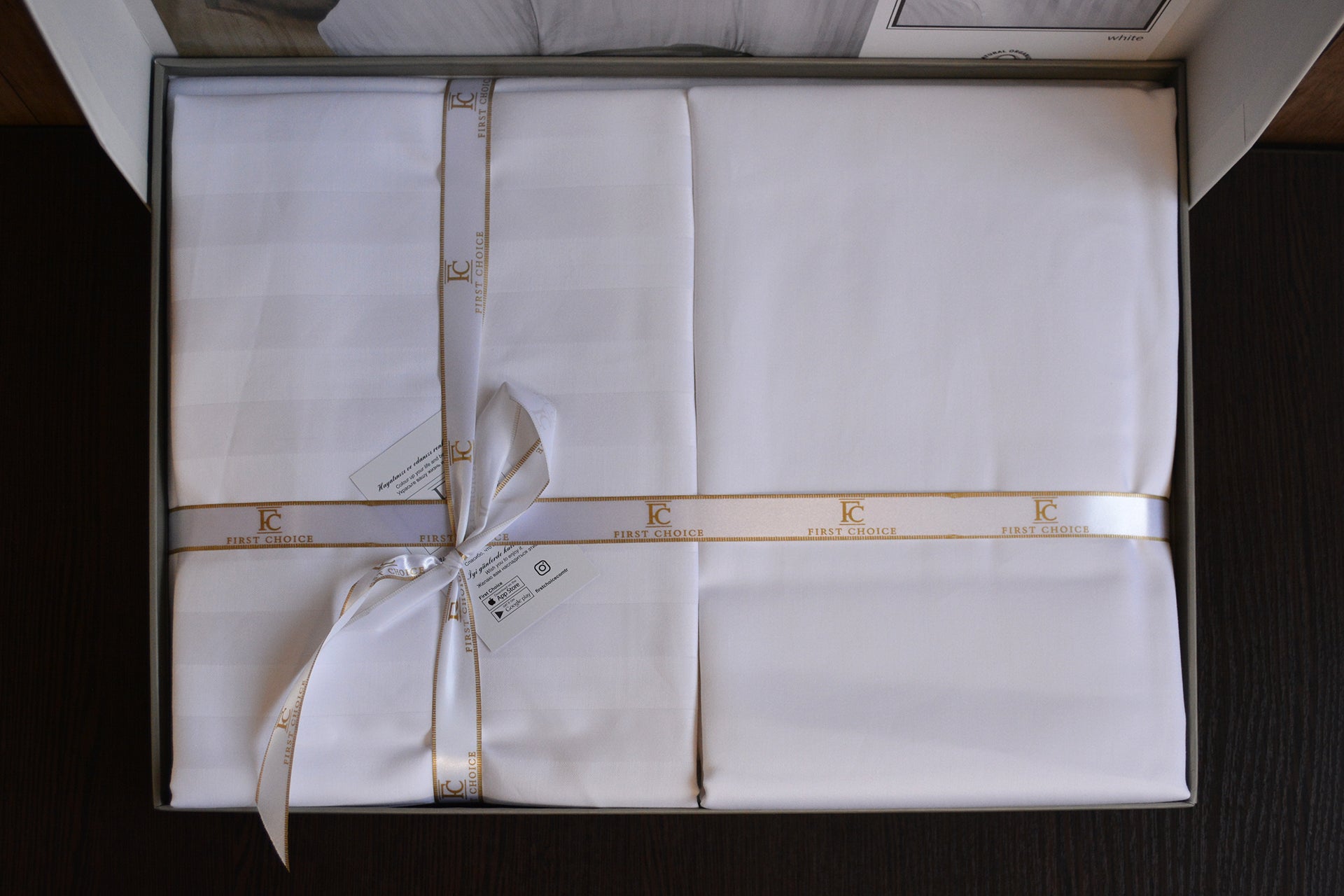 Постільна білизна First Choice Cotton Satin 200х220 Broad Line White