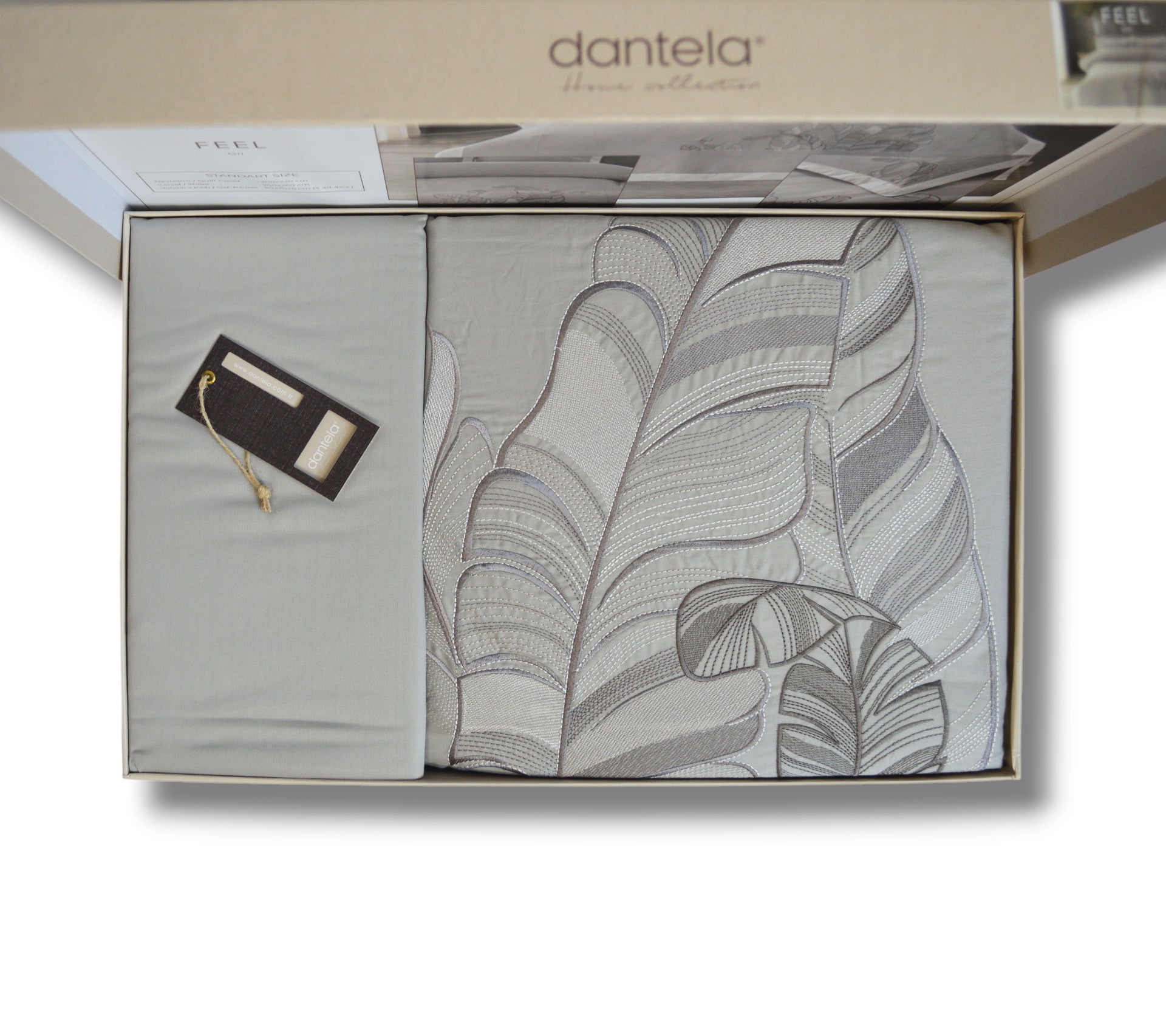 Комплект постільної білизни Dantela Digital Satin 200х220 см Feel Gri