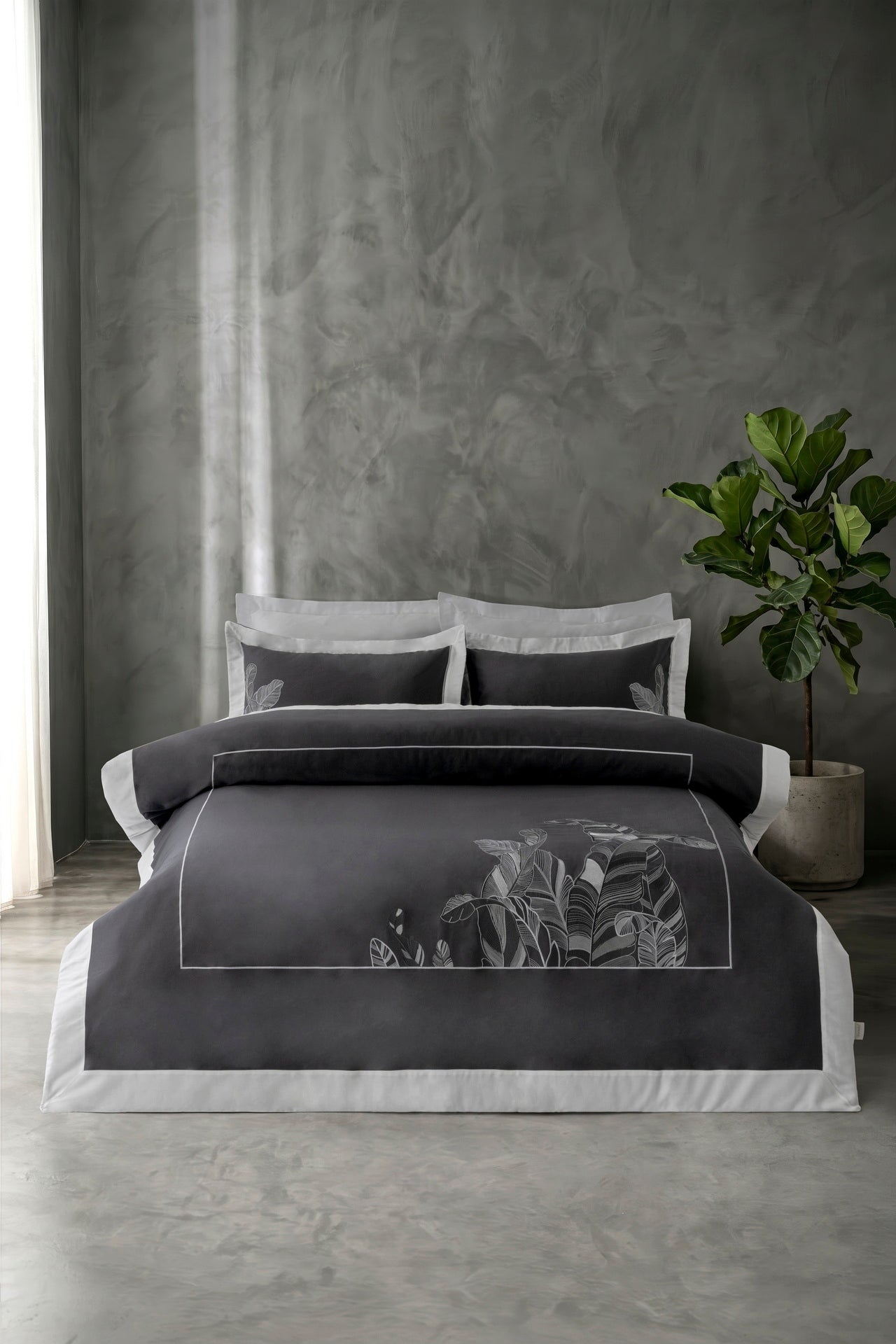 Комплект постільної білизни Dantela Digital Satin 200х220 см Feel Antrasit