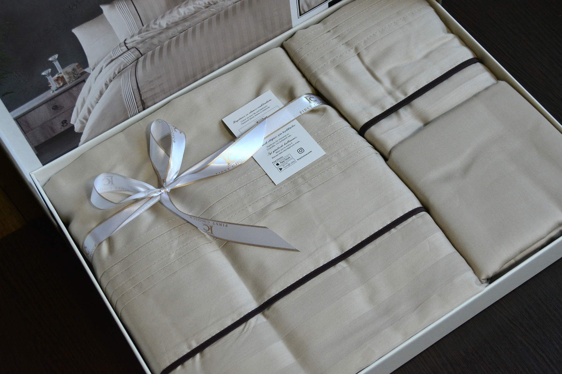 Комплект постільної білизни First Choice Deluxe Satin 200х220 Modalife Soil